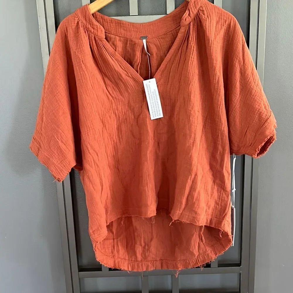NWT Young Fabulous & Broke terra-cotta brown color gauze oversize top size XS do